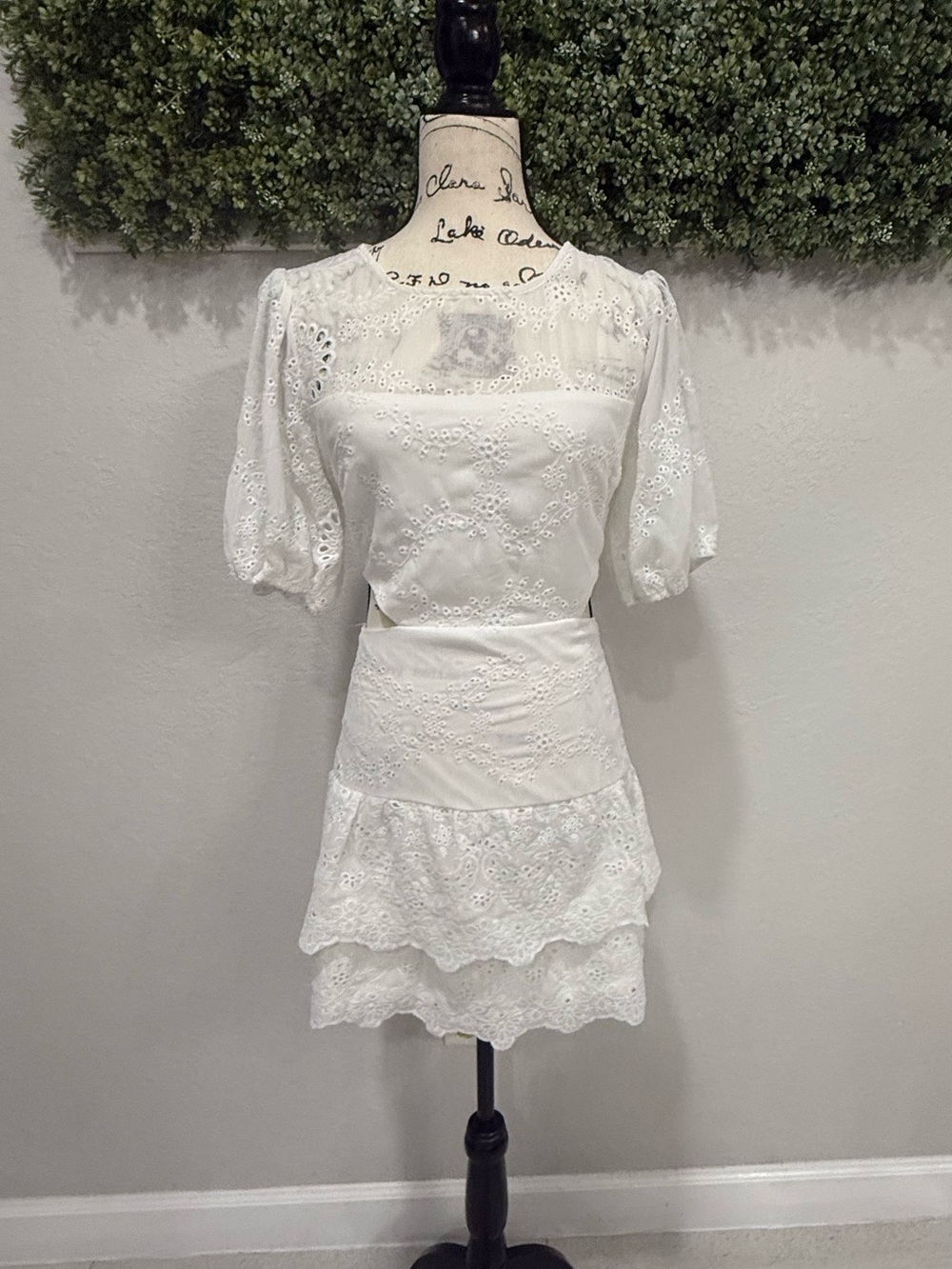 City Studio Girls White Eyelet Lace Tiered Mini Dress Size 15